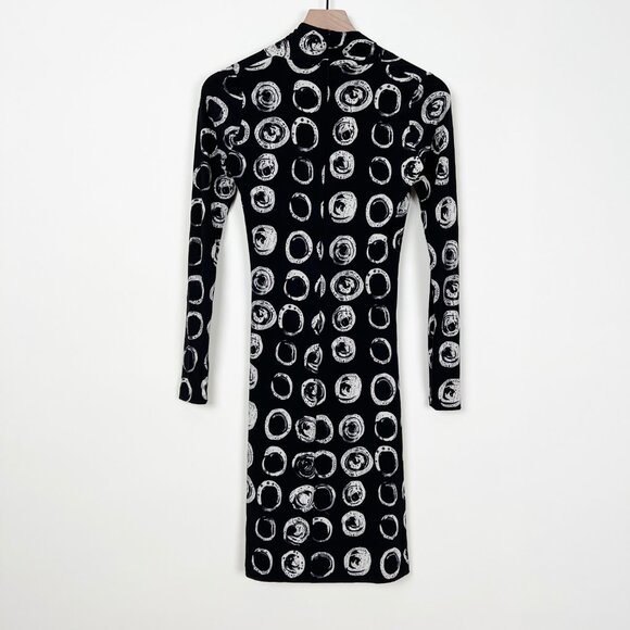 Rare Norma Kamali Kulture Bottle Bottoms Print Minimalist Work Office Midi Dress - Picture 11 of 12